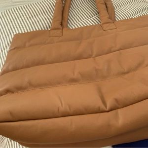 Brand NEW Madewell Large Transport Leather Tote the Puff Edition Warm Hickory
